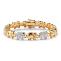 Ultimate CZ 14k Two-tone Gold Cubic Zirconia Elephant Link Bracelet