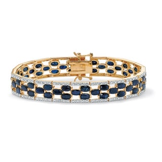 Angelina D'Andrea 14k Goldplated Sapphire and Diamond Accent Bracelet