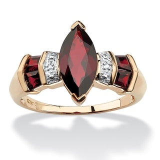 Angelina D'Andrea 10k Yellow Gold Garnet and Diamond Accent Ring