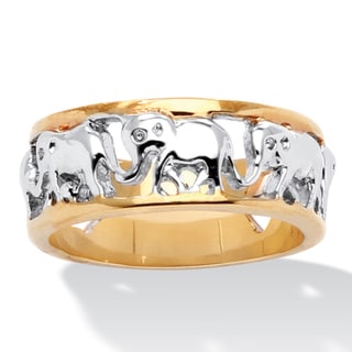 Toscana 14k Two-tone Goldplated Elephant Caravan Ring