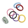 Angelina D'Andrea 8-Piece Sterling Silver Jade and CZ Ring Set