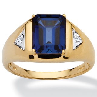 Neno Buscotti 18k Gold over Sterling Silver Men's Lab-Created Blue Sapphire and Diamond Accent Ring