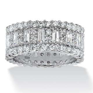 Ultimate CZ Platinum over Sterling Cubic Zirconia Eternity Band