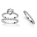 Ultimate CZ Platinum over Sterling Silver Cubic Zirconia Ring Set with Bonus Ring