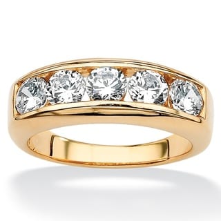 ... CZ 18k Gold over Sterling Silver Men's Cubic Zirconia Wedding Band