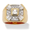 Ultimate CZ Men's 14k Gold-Plated Bezel-Set Round and Baguette Cubic Zirconia Ring