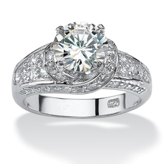 Ultimate CZ Platinum over Sterling Silver Round Cubic Zirconia Twist Ring