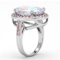Lillith Star Silvertone Aurora Borealis and Pink Cubic Zirconia Ring