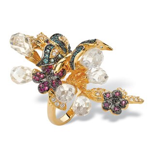 Lillith Star 18k Goldplated 17.18 CT TW Cubic Zirconia and Glass Butterfly Ring
