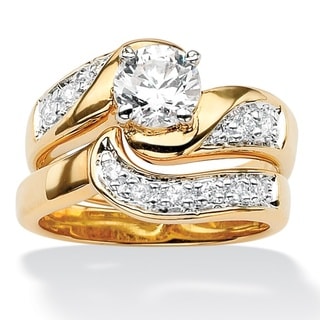 14k cz yellow gold wedding rings