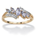Angelina D'Andrea Gold over Silver Tanzanite and Diamond Accent Ring