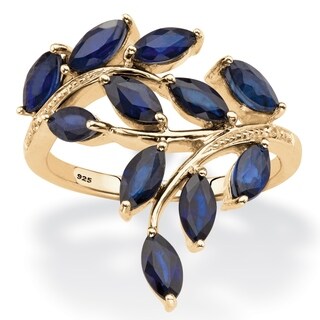 Angelina D'Andrea 18k Gold over Silver 2.65ct TW Sapphire and Diamond Accent Ring