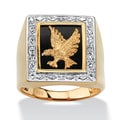 Neno Buscotti 18k Gold over Sterling Silver Men's Diamond Accent Onyx Eagle Ring