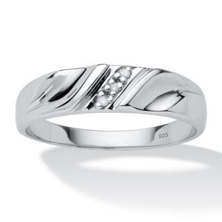 Isabella Collection Platinum over Silver Men's Diamond Accent Wedding Band
