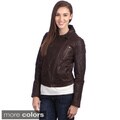 United Face Women's Washed Leather Biker Jacket