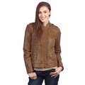 United Face Women's Brown Leather Double-zip Jacket