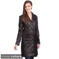 United Face Women's Leather Walking Trench Coat
