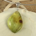 Handcrafted Freeform Green Baltic Amber Pendant Necklace (Lithuania)