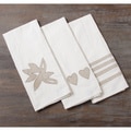 Set of Three Linen Applique Kitchen Towels (Indonesia)