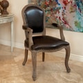 Christopher Knight Home Maryland Leather Weathered Wood Arm Chair