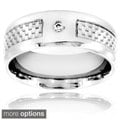 Titanium Men's Carbon Fiber Inlay Cubic Zirconia Ring