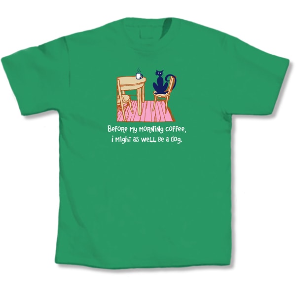 Cat 'Before My Morning Coffee' Green T-Shirt