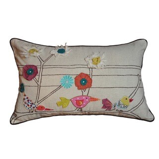 Cottage Home Flower and Bird Decorative Pillow