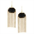 Goldtone Black CZ Tassle Earrings