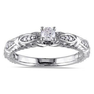 Miadora 10k White Gold 1/4ct TDW Diamond Engagement Ring (G-H, I1-I2)