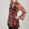 JMB Signature Women's Black/ Red Jeweled Tunic Top