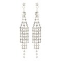 Roman Silvertone Faceted Crystal Waterfall Chandelier Earrings