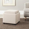 Safavieh Harrison Beige Single Tray Storage Ottoman