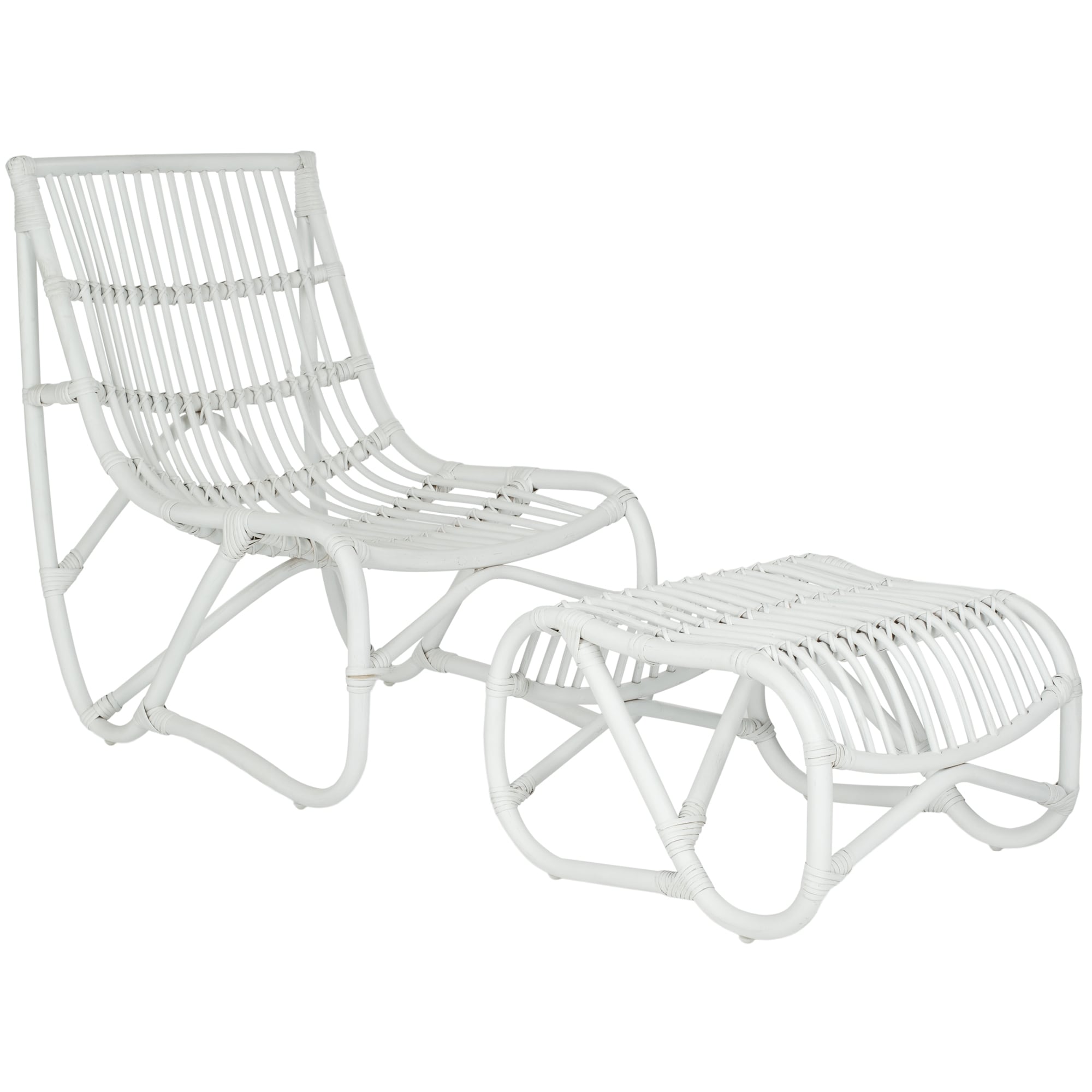 Safavieh Shenandoah White Wicker Chair and Ottoman Set Overstock