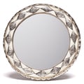 11-Inch Round Hand-Carved Bone Moroccan Mirror  , Handmade in Morocco 