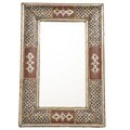 24-Inch Handcrafted Metalwork and Leather Mirror (Morocco)