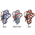 Silvertone Multi-colored Crystal Flying Butterfly Brooch