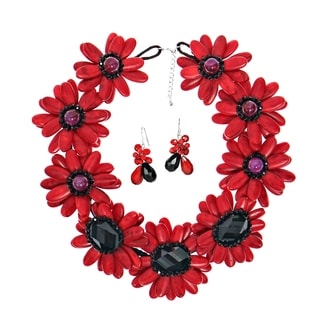 Red Water Lotus Howlite Stones Jewelry Set (Thailand)