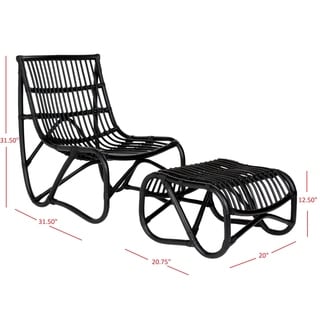Safavieh Shenandoah Black Wicker Chair and Ottoman Set