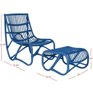 Safavieh Shenandoah Blue Wicker Chair and Ottoman Set