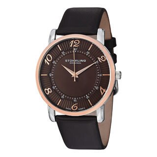 Stuhrling Original Men's Corona Ultra thin Leather Strap Watch