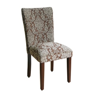 Elegant Blue and Brown Damask Parson Chairs (Set of 2)