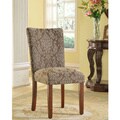 Elegant Blue and Brown Damask Parson Chairs (Set of 2)