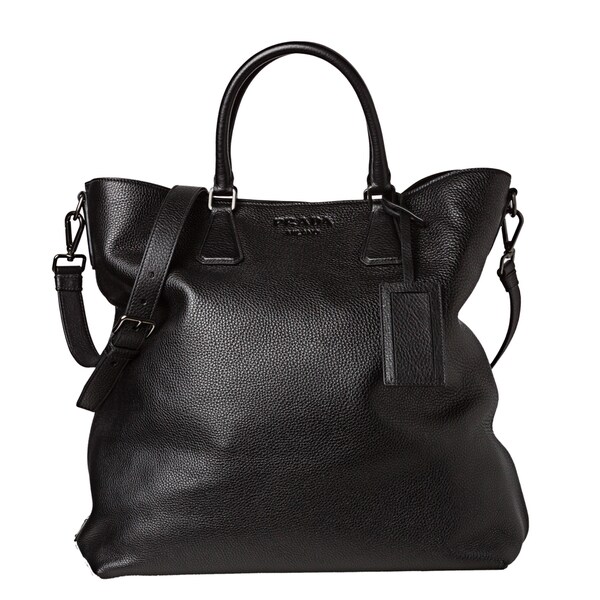 prada vela large messenger bag - Prada Black Pebbled Leather Travel Tote - 14846923 - Overstock.com ...