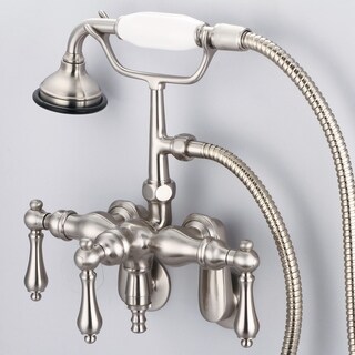 Water Creation Vintage Classic Wall Mount Tub Faucet with Down Spout and Handheld Shower