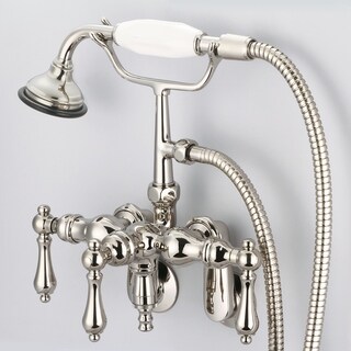 Water Creation Vintage Classic Wall Mount Tub Faucet with Down Spout and Handheld Shower