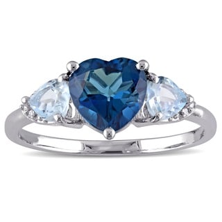 Miadora Sterling Silver Topaz and Diamond Heart Ring (H-I, I2-I3)