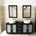 Kokols Modern Double 60-inch Free Standing Bathroom Vanity Sink Mirror Combo