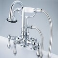 Water Creation Vintage Classic Center Deck Mount Tub Faucet With Gooseneck Spout, Risers/ Handheld Shower