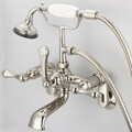 Water Creation Vintage Center Wall Mount Tub Faucet with Swivel Connector and Handheld Shower