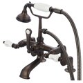 Water Creation Vintage Adjustable Center Deck Mount Tub Faucet with Handheld Shower
